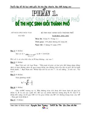 Bộ đề thi chọn học sinh giỏi thành phố môn Toán Lớp 9 - Sở GD & ĐT Hà Nội